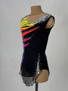 Coloré diamant imprimé sans manches col rond <span class=keywords><strong>gymnastique</strong></span> <span class=keywords><strong>rythmique</strong></span> <span class=keywords><strong>justaucorps</strong></span> filles scène porter jupe danse Performance robe - Product Image 5