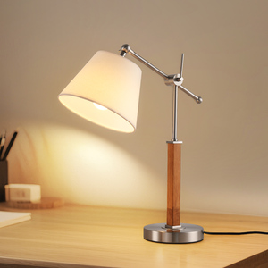 Lámpara de escritorio de Metal y madera de estilo nórdico, luz suave ajustable, protección para los ojos, para sala de estar, dormitorio, estudio, mesita de noche - Product Image 2