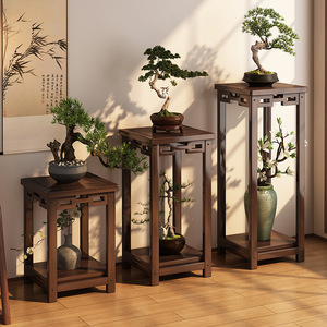Nuevo estante para macetas de estilo chino, soporte para plantas de interior de lujo para sala de estar u oficina, soporte para bonsáis de madera maciza para piso. - Product Image 1