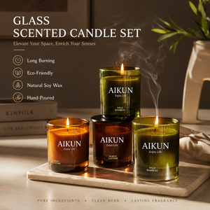 AIKUN Nouvelle Arrivée Bougies d'aromathérapie en cire de soja dans un bocal en verre, parfum personnalisé, design moderne, faites à la main, coffret cadeau écologique - Product Image 1