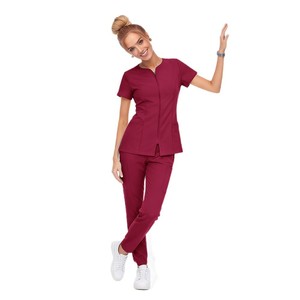 Women's Surgical Gown Nursing Set Pocketed <b>Top</b> Straight Leg Pants Moisture Wicking Clinical Uniform Hospital Wear - Product Image 5