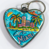 Porte-clés en résine personnalisable avec gravure, nouveau design, souvenirs de Miami Beach, vente en gros