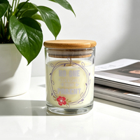 Lilin Aroma Kaca Cetak Kustom Personal Grosir dengan Tutup Bambu, Lilin Kedelai dengan Kutipan Kustom, Lilin Hadiah untuk Hadiah Ulang Tahun