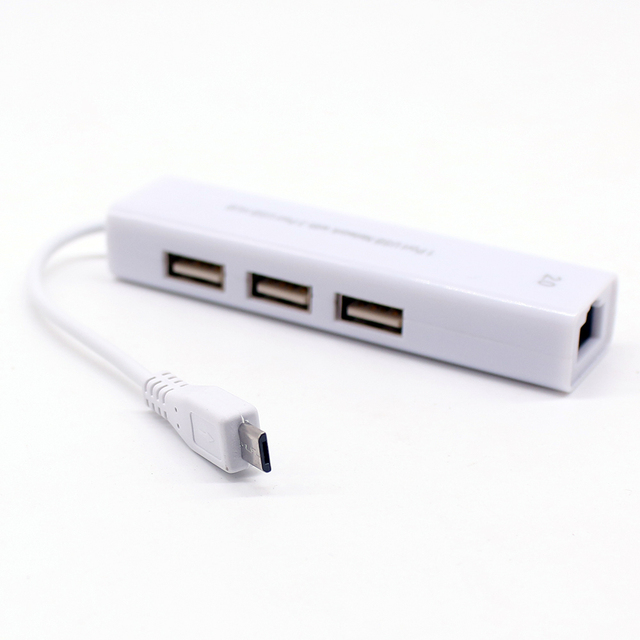 Micro USB to Ethernet Adapter with 3-Port USB HUB 2.0 RJ45 LAN Network Card RTL8152 Compatible Mac IOS Android PC for Laptop Use