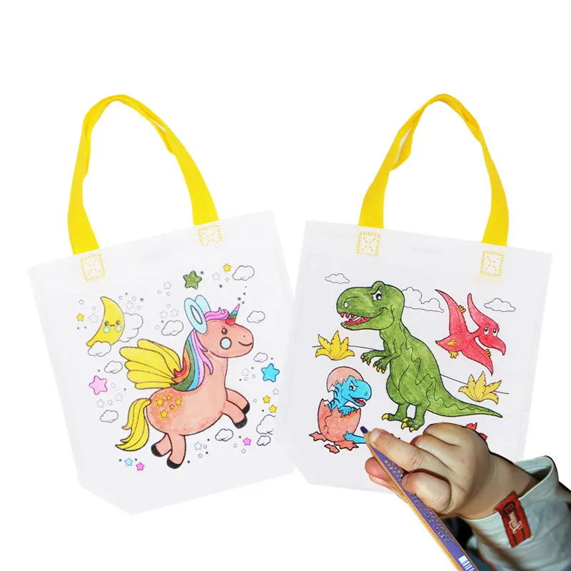 Nonwoven Fabric graffiti bag diy handmade hand-painted painting art handbag for children