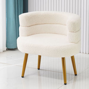 Pink Plush Armchair With Metal Legs <b>Makeup</b> <b>Vanity</b> Chair For Bedroom Dressing Room - Product Image 2