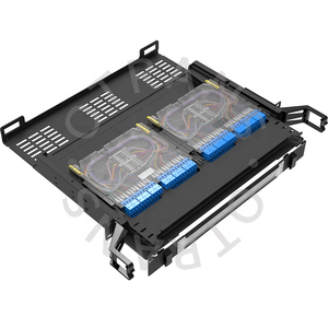 1U 12 fibra enchufable MPO Cassettes estándar 19 pulgadas 1,5mm hoja <span class=keywords><strong>de</strong></span> acero laminado en frío Panel <span class=keywords><strong>de</strong></span> conexión <span class=keywords><strong>de</strong></span> fibra óptica - Product Image 2