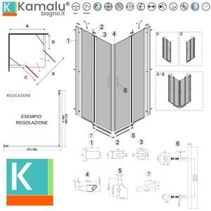 Kamalu KPX1000N Moderna Cabina Doccia a Doppia Anta Scorrevole 95x95 Nera Senza Telaio con Vetro Temperato da 10mm per Ville - Product Image 3