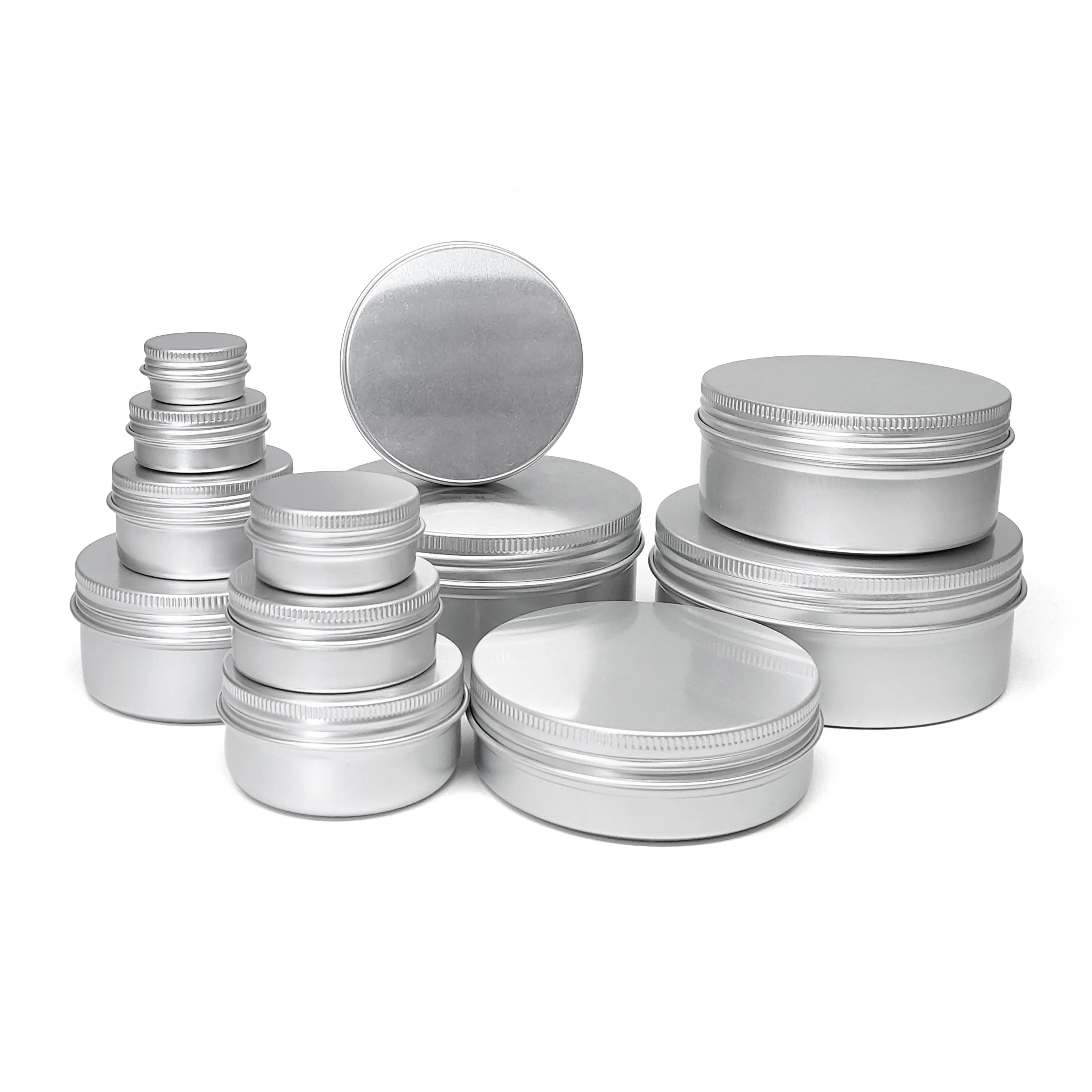 Metalen Blikje Container Fabrikant Ronde Aluminium Jar Kan 10G 15G 20G 25G 30G 50G 60G 80G 100G Opgeslagen Cosmetische Aluminium Tins