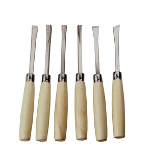 Wood Carving Chisel Set 6 Pc Carbon Steel Straight Edge Woodworking Tools With Styrax Handle - Product Image 3
