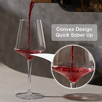 Verre à vin en Tritan incassable de qualité alimentaire 16 oz, gobelet à vin rouge réutilisable avec pied, design à séchage rapide pour fêtes et mariages