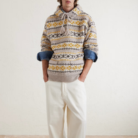 Pull en tricot à capuche à manches longues en jacquard surdimensionné décontracté pour homme