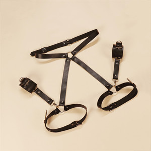 Esposas de Cuero Kit de Arnés Lencería SM para Sexo Adulto Bondage Sujeciones para Mujer Tela de PU Control Ligero con Agujero para Parejas - Product Image 5