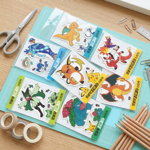 pokemon Emblem Evolution Stickers Synthetic Paper Matte Varnishing Korean Random Kids Stationery School Anime Decoration - Product Image 2