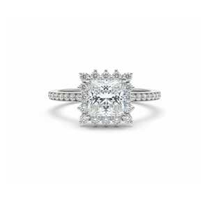 Anillo de Compromiso con Halo de Diamantes de Corte Princesa Cultivados en Laboratorio de 1.63 Ct, Oro de 14K con Baño de Rodio, Certificado IGI - Product Image 2