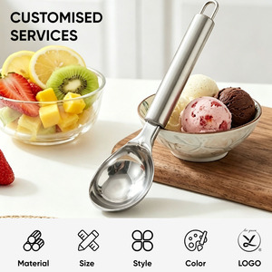 Cuillère à glace en acier inoxydable, coupe-boules manuel, outil de cuisine durable pour desserts, sans danger pour les aliments, compatible lave-vaisselle - Product Image 3