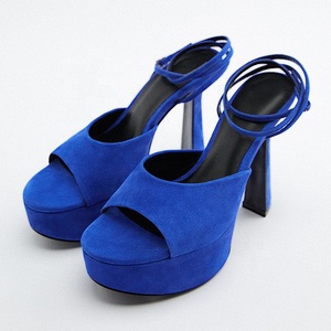 2024 talons personnalisés fabricants <span class=keywords><strong>bleu</strong></span> haut bout <span class=keywords><strong>ouvert</strong></span> plate-forme sandales luxe extérieur pompes complet personnalisé dames talons chaussures - Product Image 3
