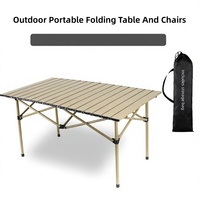 Ensemble table et chaises pliantes d'extérieur, style nid d'abeille, multifonctionnel, durable, portable, style glamping, meubles d'extérieur pour le camping et les pique-niques