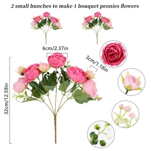 Bouquet Artificiale di 5 Peonie e Rose Persiane, Decorazione per Matrimoni all'Aperto e Hotel, Fiori Artificiali all'Ingrosso - Product Image 2