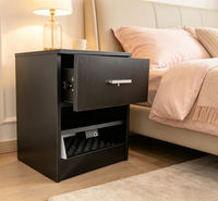 Armoire coulissante moderne en bois à double couche avec compartiment caché pour outils et vaisselle, rangement écologique pour la maison