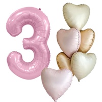 Ensemble de ballons en aluminium numérotés Macaron Love de 40 pouces en poudre nacrée pour les fêtes d'anniversaire et les anniversaires.
