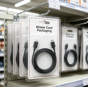 Cable de Datos <span class=keywords><strong>USB</strong></span> Tipo-C de Carga Rápida con Embalaje de Blíster Personalizado Ecológico de PET Sellado por Alta Frecuencia y Tarjeta de Papel Trenzada - Product Image 3