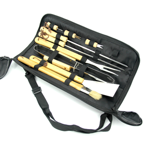 Kit d'outils de <span class=keywords><strong>barbecue</strong></span> en acier inoxydable avec manche en <span class=keywords><strong>bois</strong></span> et sac de rangement - Product Image 2