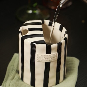 Striped Travel <strong>Mug</strong> Handmade Ceramic to Go Hand Painted Tumbler <strong>Coffee</strong> Cup Sip <strong>Mug</strong> Mother's Day Gift for Her - Product Image 6
