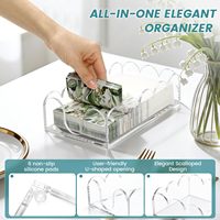 Porte-serviettes en acrylique personnalisé, porte-serviettes jetables à bord festonné, porte-serviettes en papier transparent pour la salle de bain