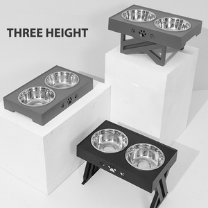 Comederos Dobles para Perros con Soporte Ajustable en Altura, Plato Elevado para Comida y Agua para Perros Medianos y Grandes, Mesa Elevadora para Gatos - Product Image 2
