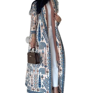 Abrigo de verano Vintage de talla grande para mujer Miyake, bata estampada plisada, cortavientos, Abaya Vintage de Oriente Medio para mujeres árabes - Product Image 5