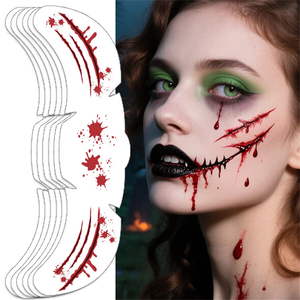 Tatuajes Faciales Temporales de Halloween, Pegatinas Impermeables con Diseños de Cicatrices, Sangre, Murciélagos y Calabazas para <span class=keywords><strong>Maquillaje</strong></span> de Fiesta de Halloween - Product Image 2