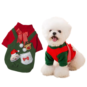 Pakaian natal anjing 2024 anjing lucu pakaian hewan peliharaan mewah anak anjing tebal rompi salju hewan peliharaan bulu polar pakaian mewah Natal - Product Image 1