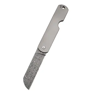 다목적 접는 칼 다마스커스 강철 생존 칼 TC4 티타늄 합금 손잡이 전술 칼