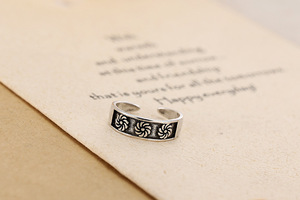 S925 bague ouverte en argent pur fleur douce rétro bague en argent thaïlandais bijoux en argent pur en gros - Product Image 5