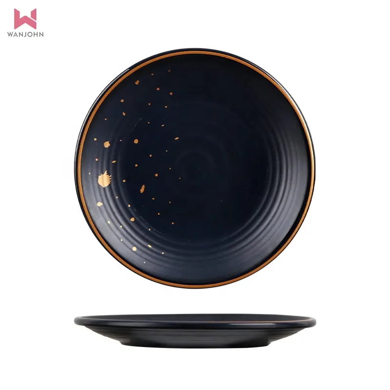 Hot Sale Professional Lower Price black custom print melamine products round dinner plate melamine plates 7" 7.5" 9"