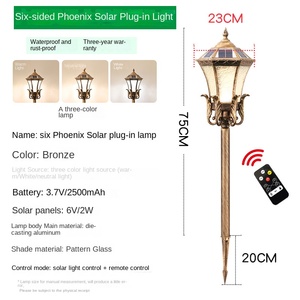 <b>Solar</b> Powered Garden Lamp <b>Post</b> with Glass Shade 2700K Warm White LED Iron Body IP66 Motion Sensor 10-Year Warranty Outdoor <b>Light</b> - Product Image 4