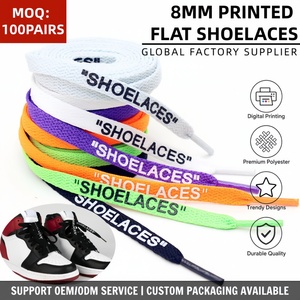 Cordones Planos de Alta Calidad para Jor-dans 1, Cordones Blancos OW para Ni-ke SB Dunks Low AF, Cordones con Texto Impreso - Product Image 1