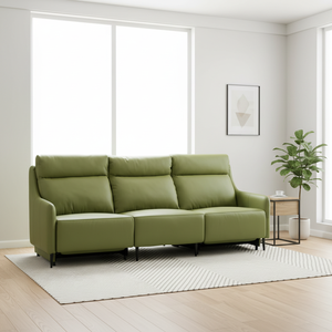 Cómodo Sofá Cama Reclinable de 3 Plazas de Cuero Genuino Moderno con Funciones de Masaje, Extensible y Refrigeración - Product Image 1