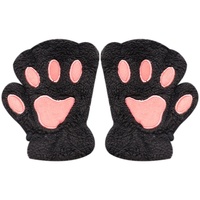 Gants mi-doigts en peluche chauds pour l'automne et l'hiver, résistants au froid, design mignon de patte de chat, gants mi-doigts en polaire épais