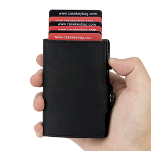 2024 New Custom RFID Aluminium Card Holder Billeteras Inteligente Hombre Crazy Horse Genuine Leather Pop up <b>Smart</b> <b>Wallet</b> - Product Image 3