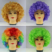 Movie Clown Perruque Dress up Hair Set Afro Fan Perruque Tresse arc-en-ciel coloré