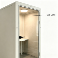 Cabines de bureau modernes à structure en acier avec éclairage LED, insonorisées, acoustiques, hauteur réglable, autoportantes, pour immeubles de bureaux et hôtels