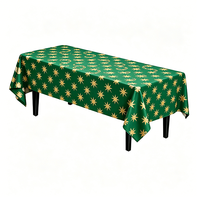 Nappe jetable moderne et festive en PEVA, écologique, imprimé feuilles de houx et baies, en plastique imperméable pour fournitures de fête de Noël