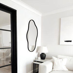 Irregular Shape Black MDF Frame <strong>Pond</strong> <strong>Mirror</strong> Vanity Wall Wavy <strong>Mirror</strong> - Product Image 2