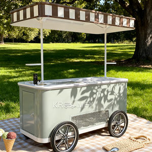 Mobile <b>Ice</b> Cream Gelato Display <b>Freezer</b> Street Outdoor Commercial Food Cart Street Food Vending Carts - Product Image 1