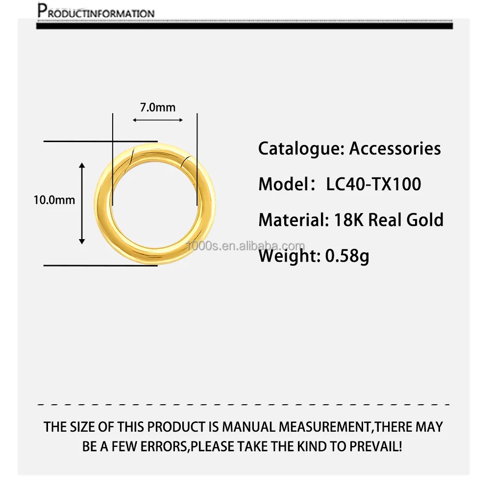 Fermoir en or pur 18 carats taille muti bijoux en or véritable serrure ronde fermoir en or massif résultats de bijoux