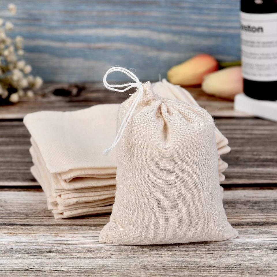 Eco-friendly Cotton Perfume Bottle Bag Cotton Drawstring Pouch with ...