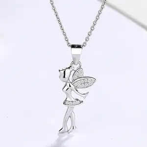 Custom Set 925 Chain Women Sublimation Personalized Stone For Women Charm Jewelry Charms Angel Sterling Silver Necklace