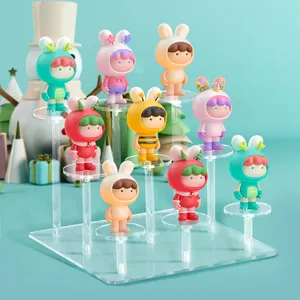 Présentoir à figurines en acrylique à plusieurs niveaux Présentoir à gâteaux Support de rangement transparent pour poupées